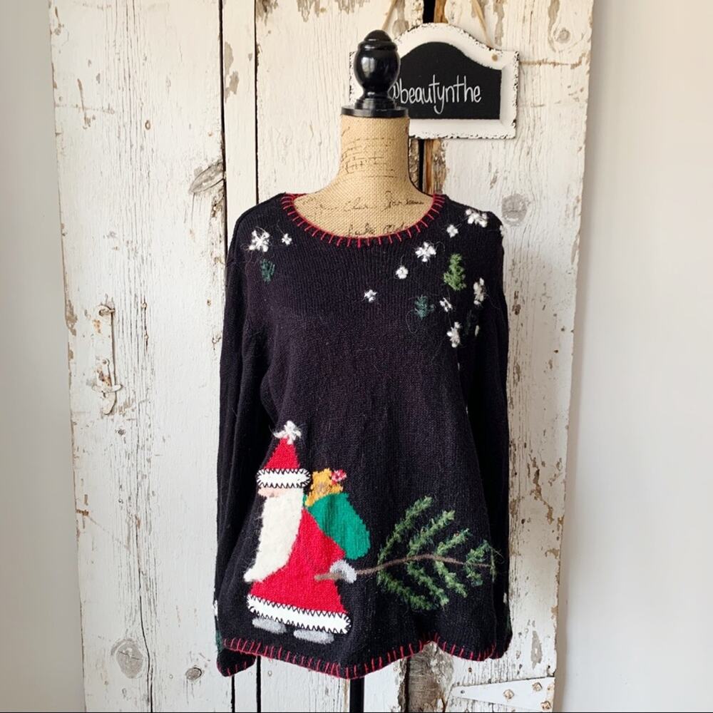 Vintage Northern isles st nick knit sweater old timey swedish christmas vibes